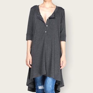 Mordenmiss Women's Half Sleeve High Low Loose Tunic Tops Casual Tee Shirt